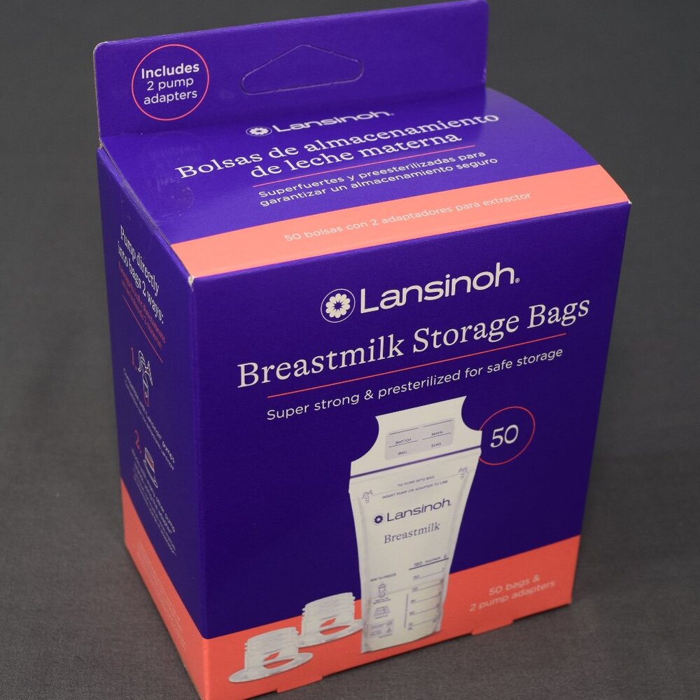 Lansinoh Breastmilk Flat Freezer Storage Bag Safe Strong Baby Shower 6oz 50 Each
